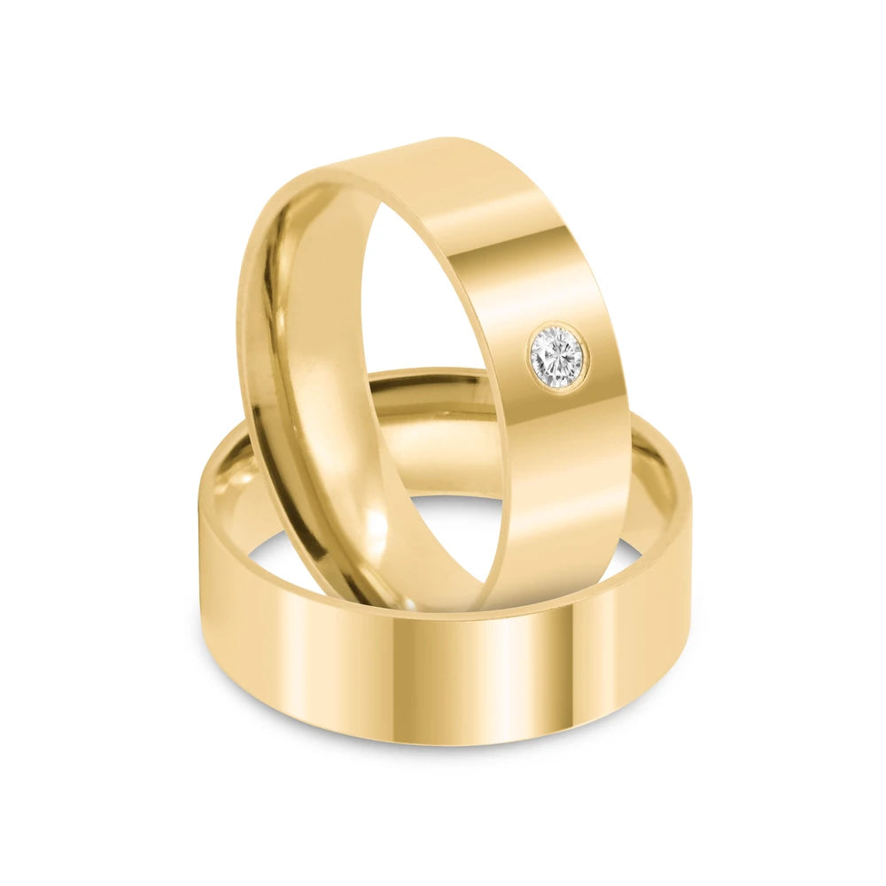 Par de alianças Daise 6mm de casamento ouro 18k