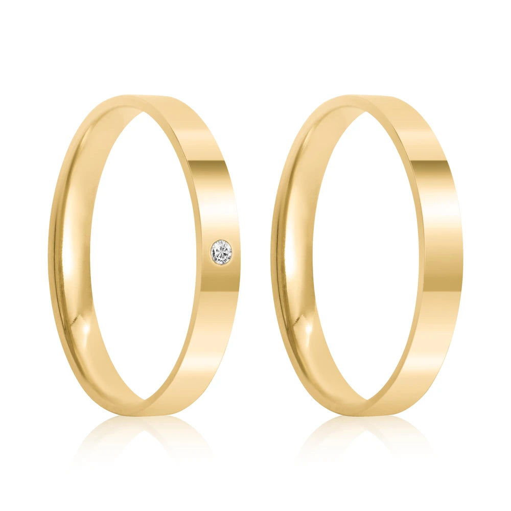 Par de alianças DaiseFelicity 2mm de casamento ouro 18k