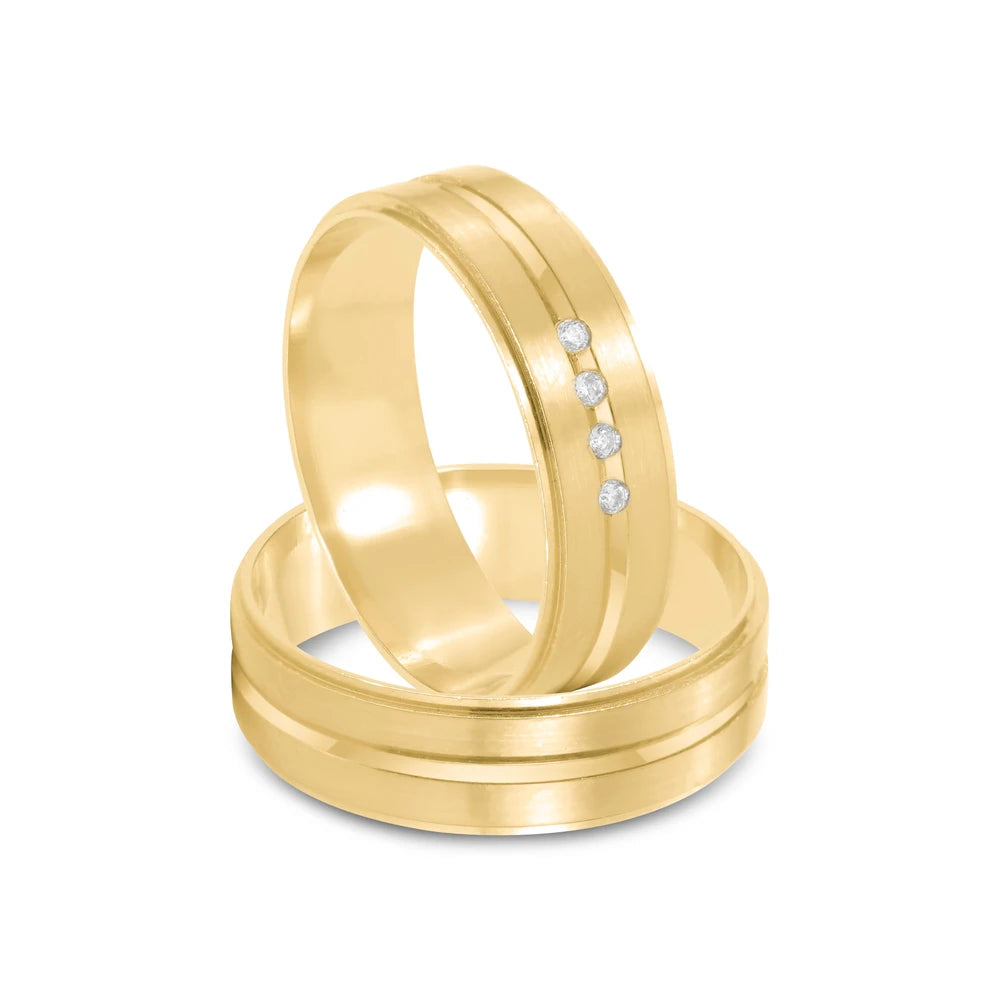 Par de alianças Dália 6mm de casamento ouro 18k
