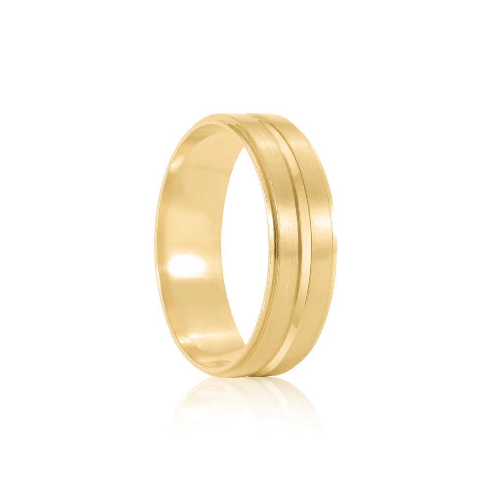 Par de alianças Dália 6mm de casamento ouro 18k