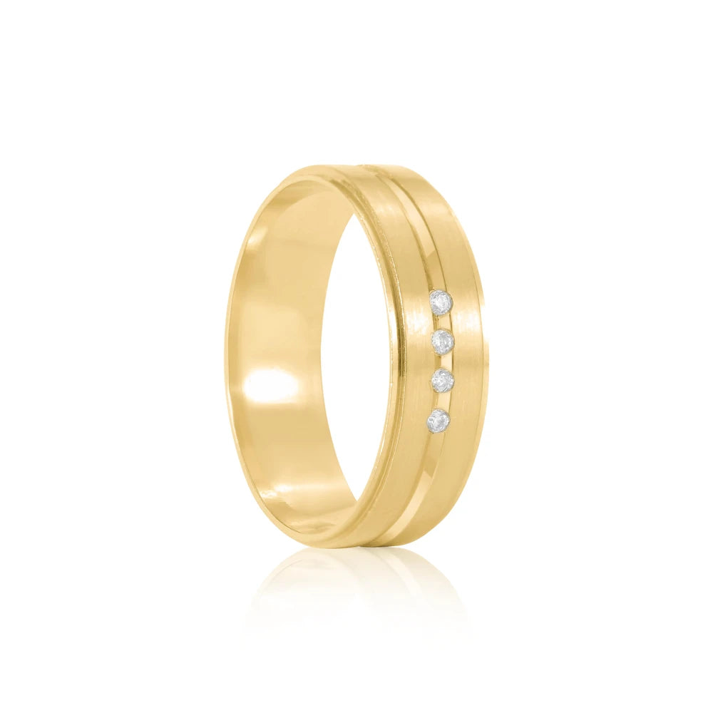 Par de alianças Dália 6mm de casamento ouro 18k