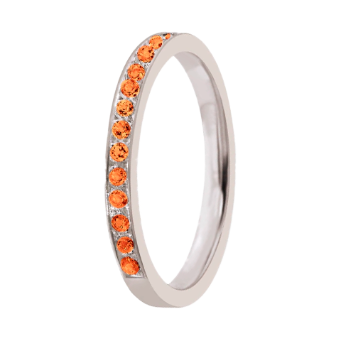 Par de Alianças Day De Prata 950 2mm Minimalista com 10 Pedras Laranja