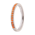 Par de Alianças Day De Prata 950 2mm Minimalista com 10 Pedras Laranja