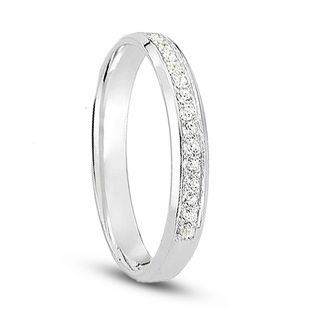 PAR DE ALIANÇAS DE NAMORO PRATA 950 3MM CANTO CHANFRADO 10 PEDRAS DE ZIRCONIA