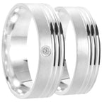 Par de alianças Eira 8mm de namoro + anel solitário prata 950