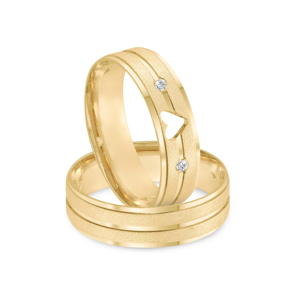 Par de alianças Heart 6mm de casamento ouro 18k