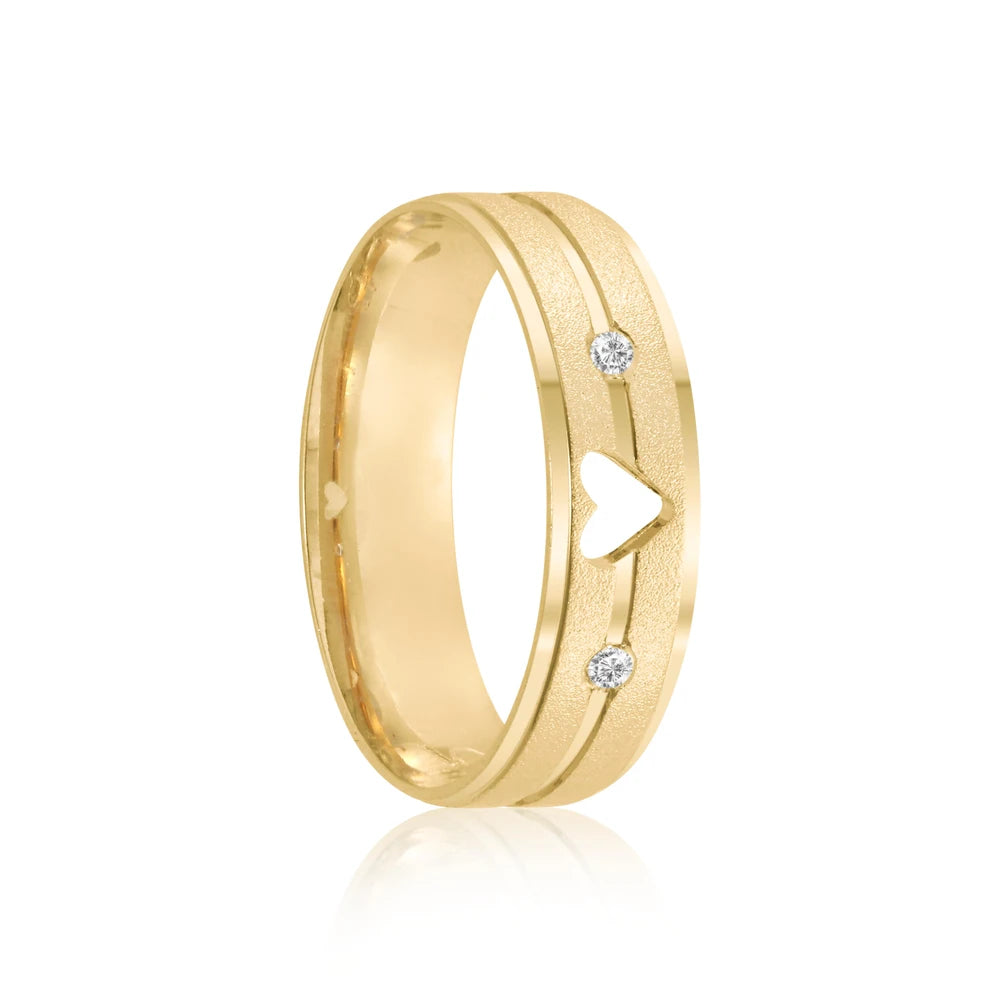 Par de alianças Heart 6mm de casamento ouro 18k