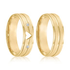 Par de alianças Heart 6mm de casamento ouro 18k