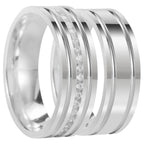Par de alianças Hilde 8mm de namoro + anel solitário prata 950