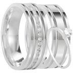 Par de alianças Hilde 8mm de namoro + anel solitário prata 950
