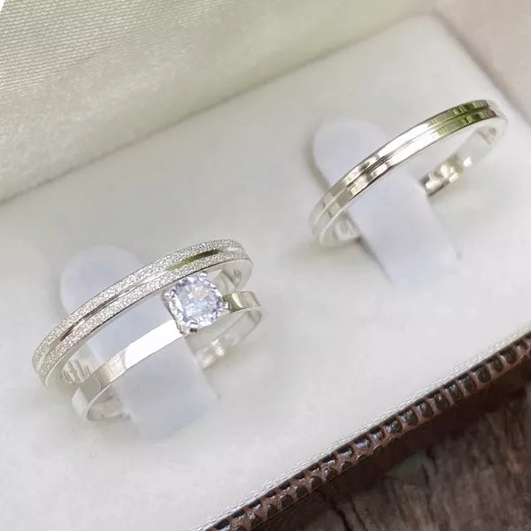 Par de alianças Jasmim 2mm de Namoro prata 950