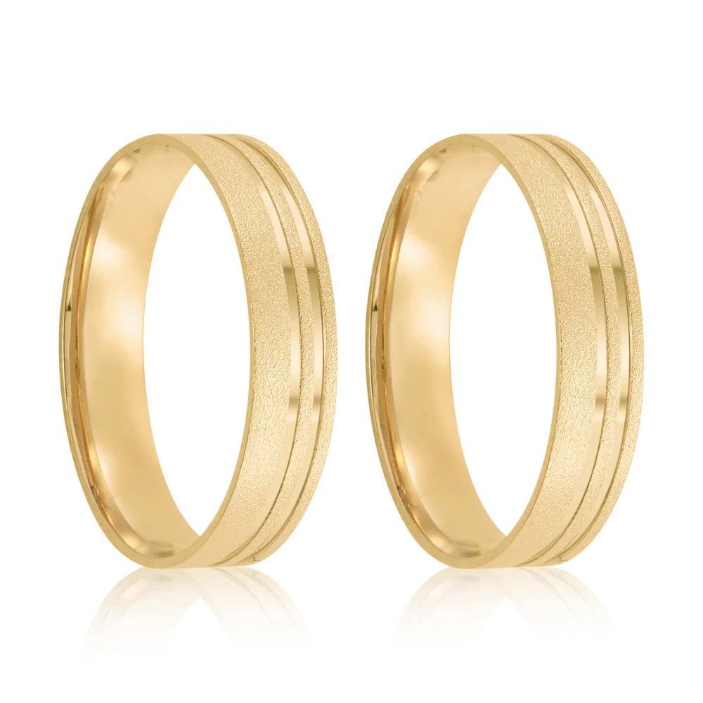 Par de alianças Kuala 4mm de casamento ouro 18k