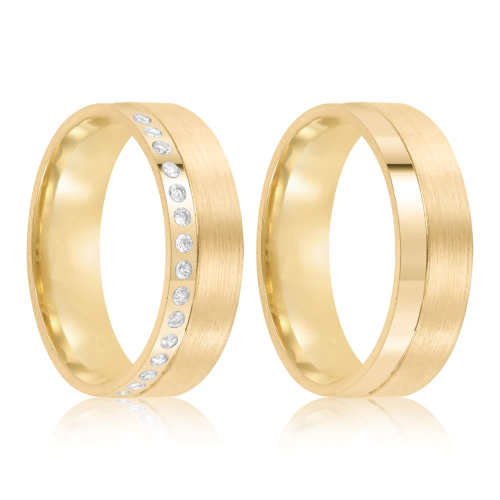 Par de alianças Leah 5mm de casamento ouro 18k