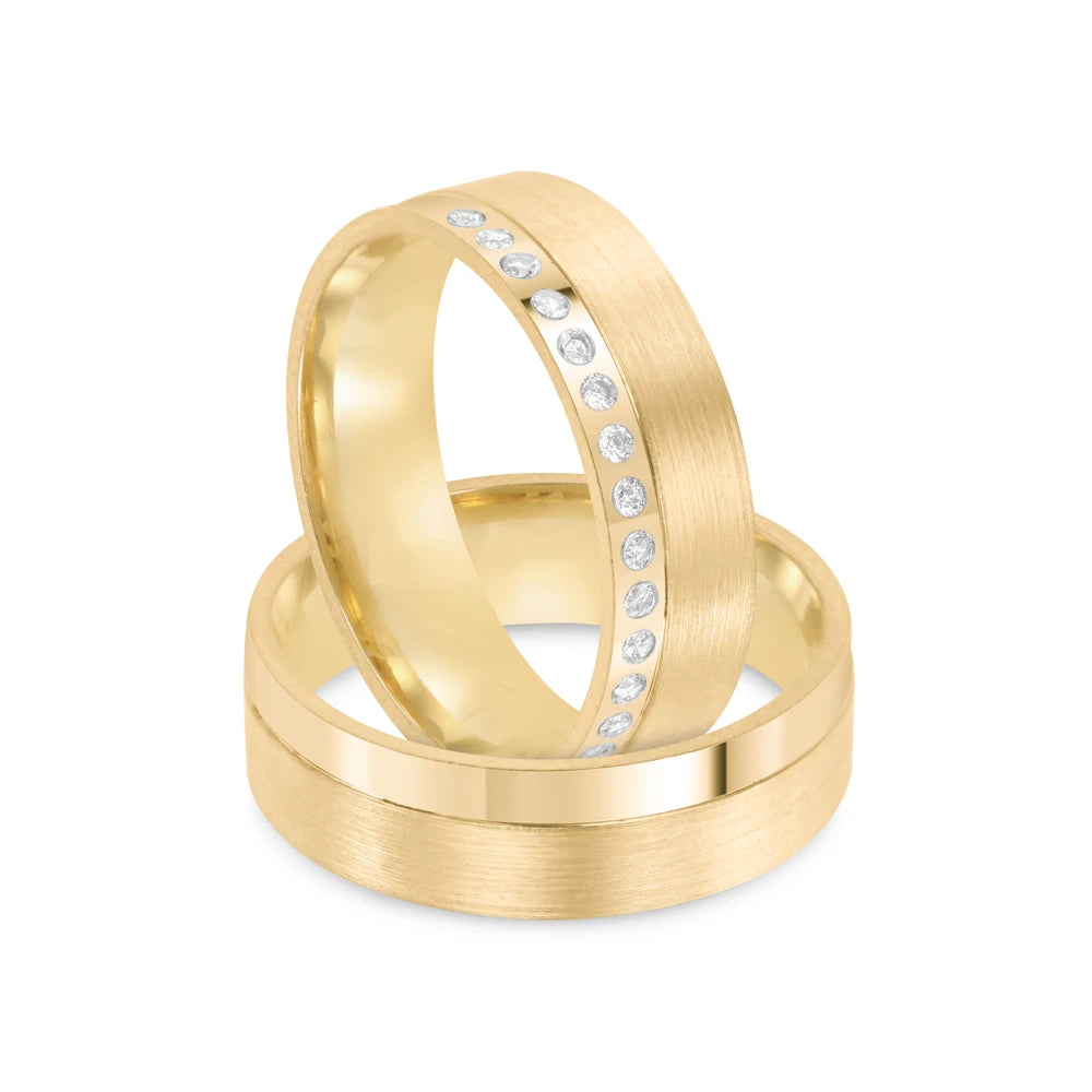 Par de alianças Leah 5mm de casamento ouro 18k