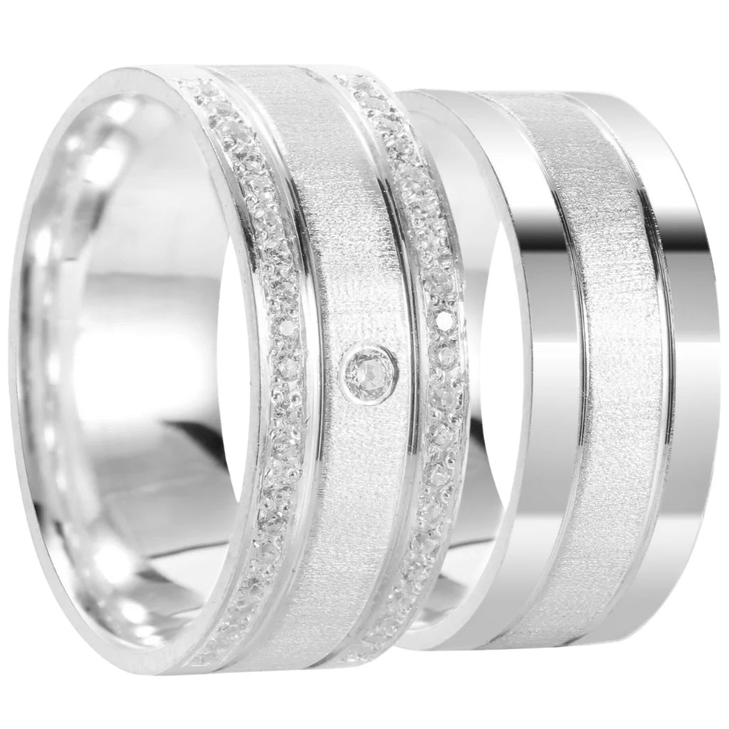 Par de Alianças Linnea 8mm de Namoro prata 950