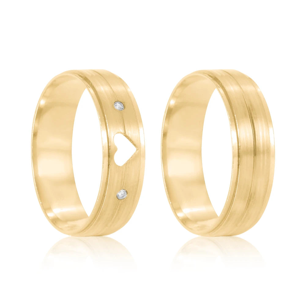 Par de alianças Love 6mm de casamento ouro 18k