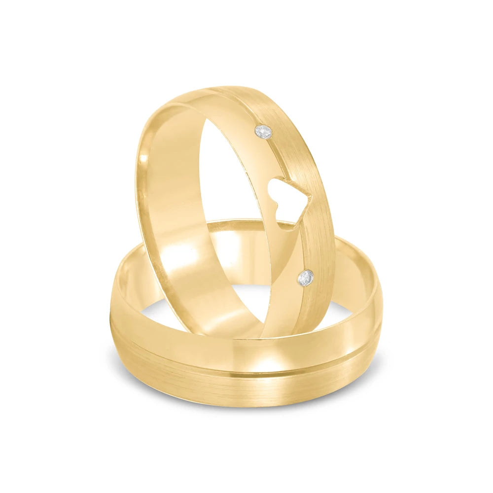 Par de alianças Loving 6mm de casamento ouro 18k
