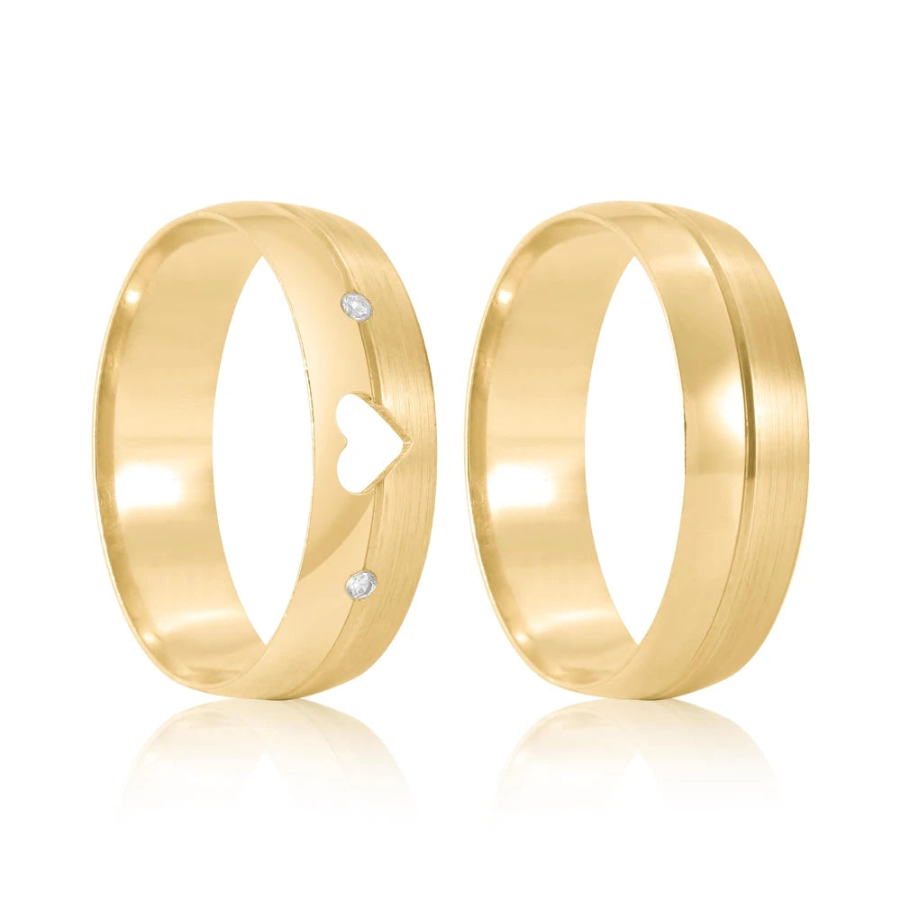 Par de alianças Loving 6mm de casamento ouro 18k