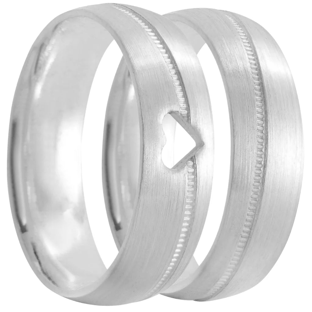 Par de alianças Loving Vibes 6mm de namoro + anel solitário prata 950