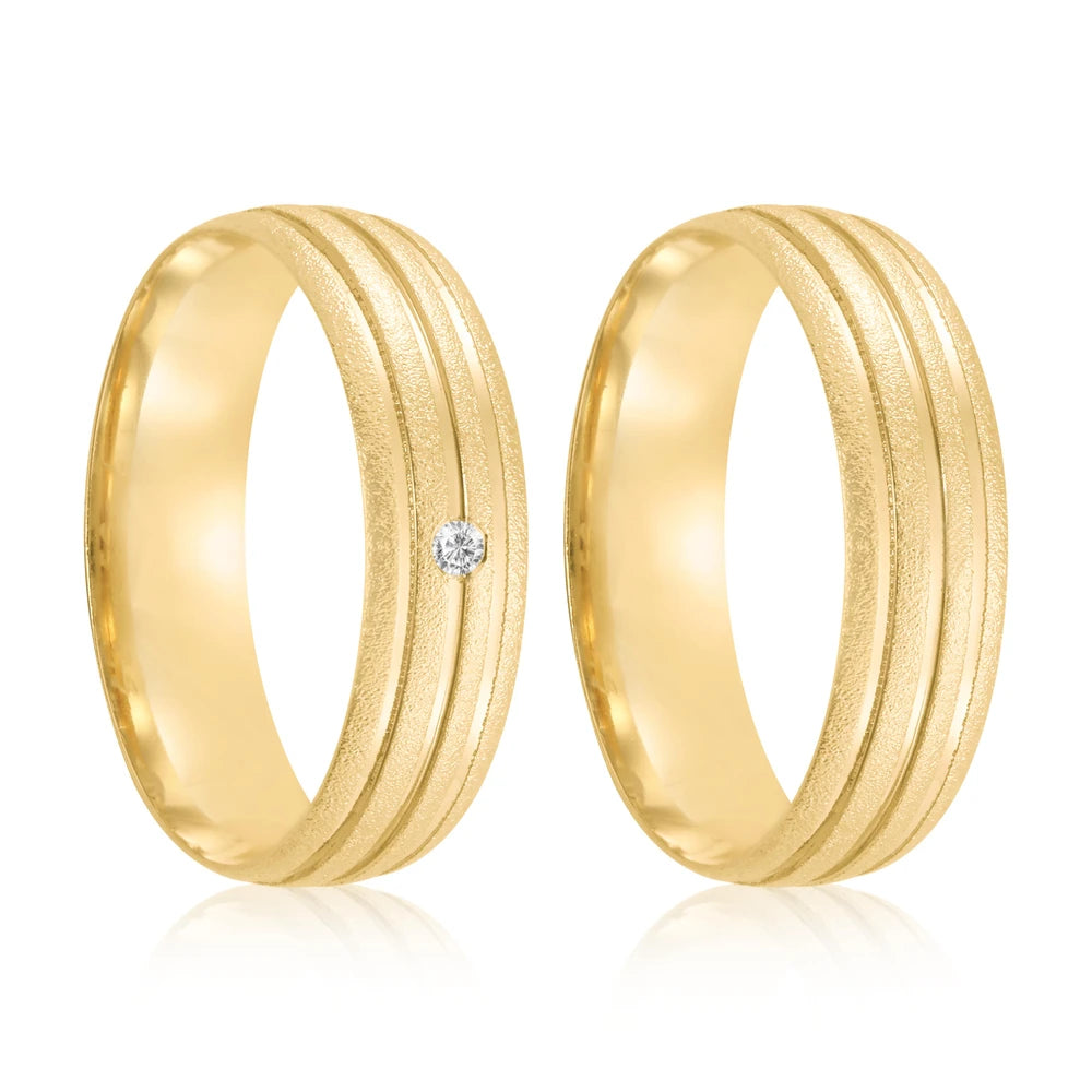 Par de alianças Luanda 5mm de casamento ouro 18k
