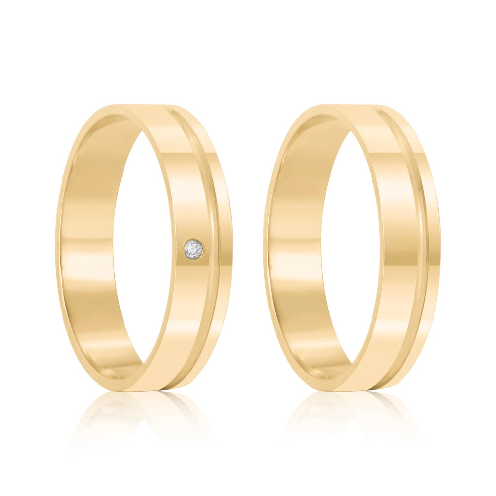 Par de alianças Misk 5mm de casamento ouro 18k
