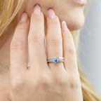 Par de alianças Mora 2mm Azul bebe de namoro + anel solitário Classic em prata 950
