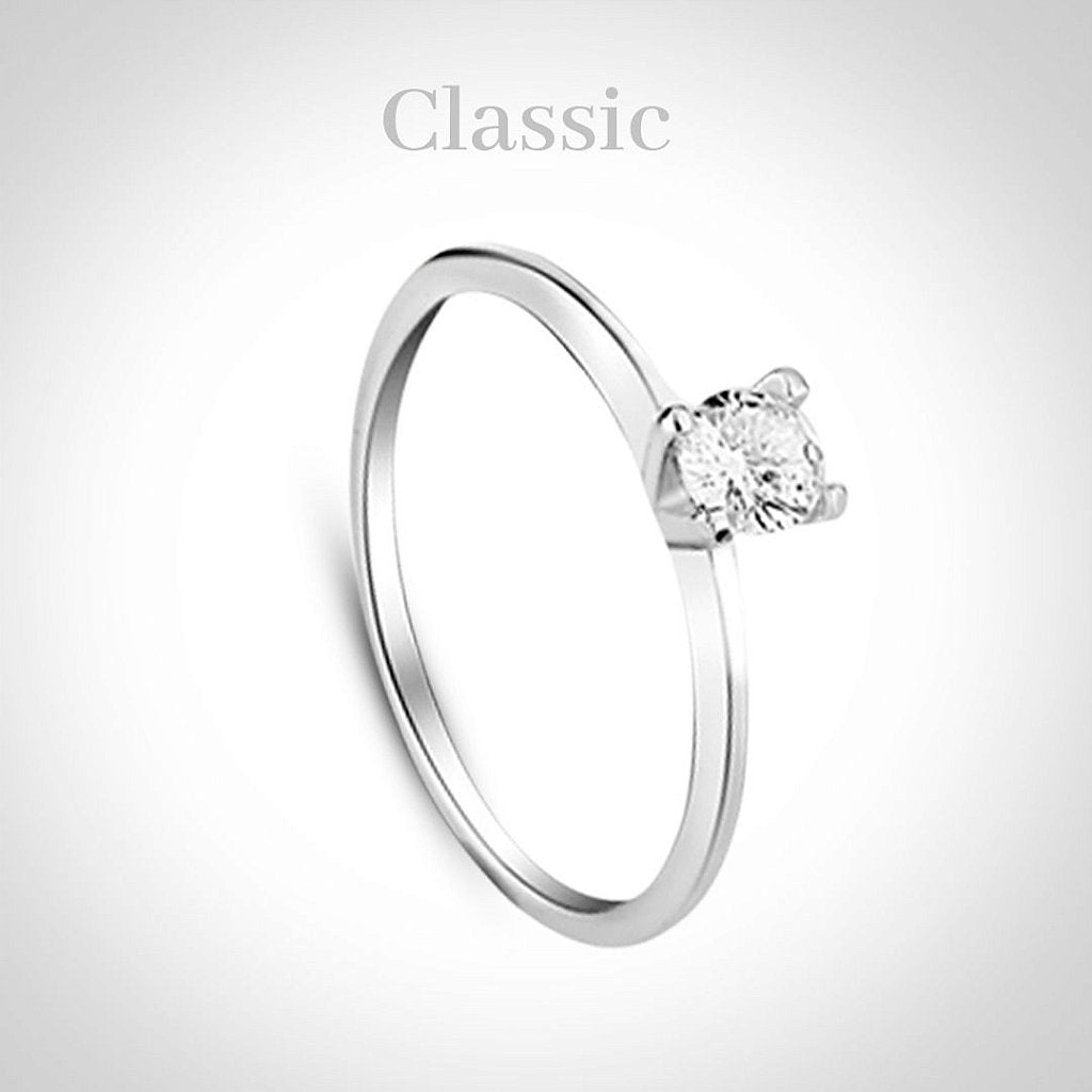 Par de alianças Nina 5mm de namoro + anel solitário Classic prata 950