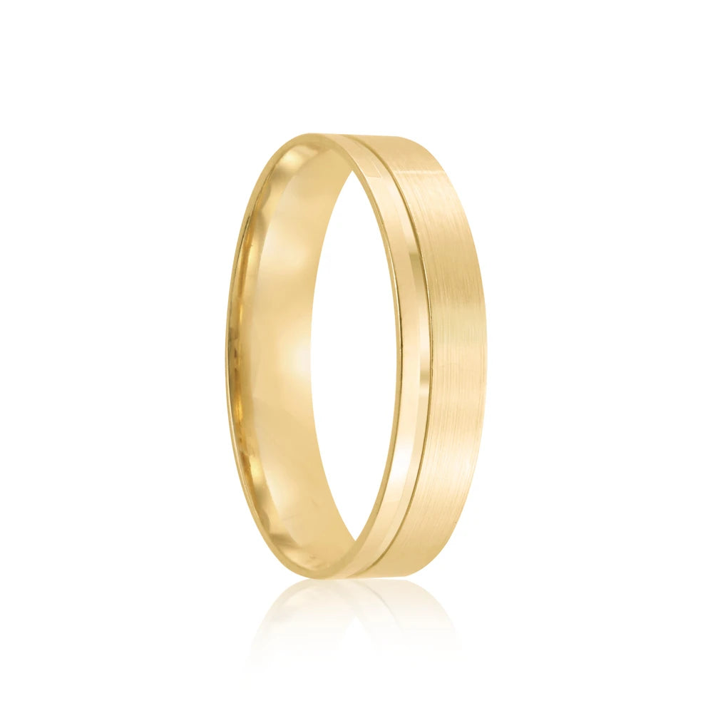 Par de alianças Realeza 5mm de casamento ouro 18k