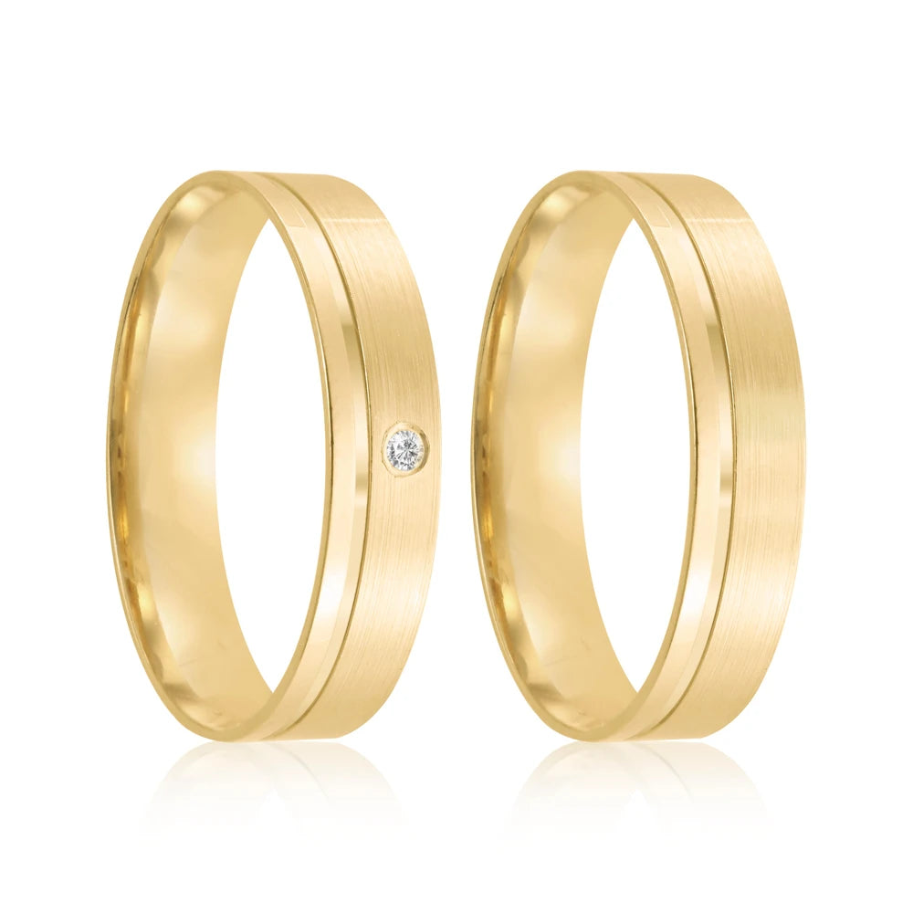Par de alianças Realeza 5mm de casamento ouro 18k