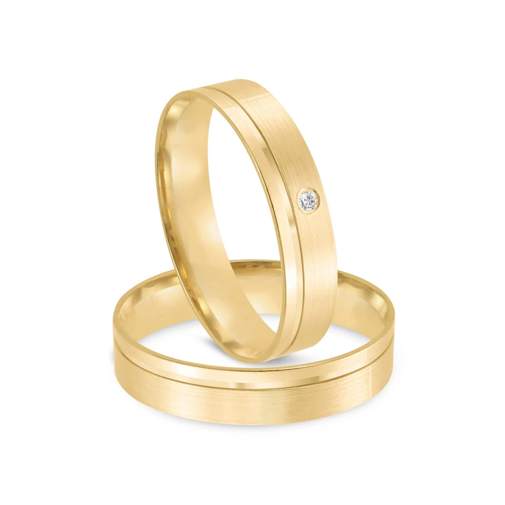 Par de alianças Realeza 5mm de casamento ouro 18k