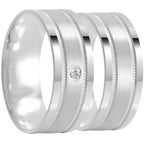 Par de alianças Runa 8mm de namoro + anel solitário prata 950