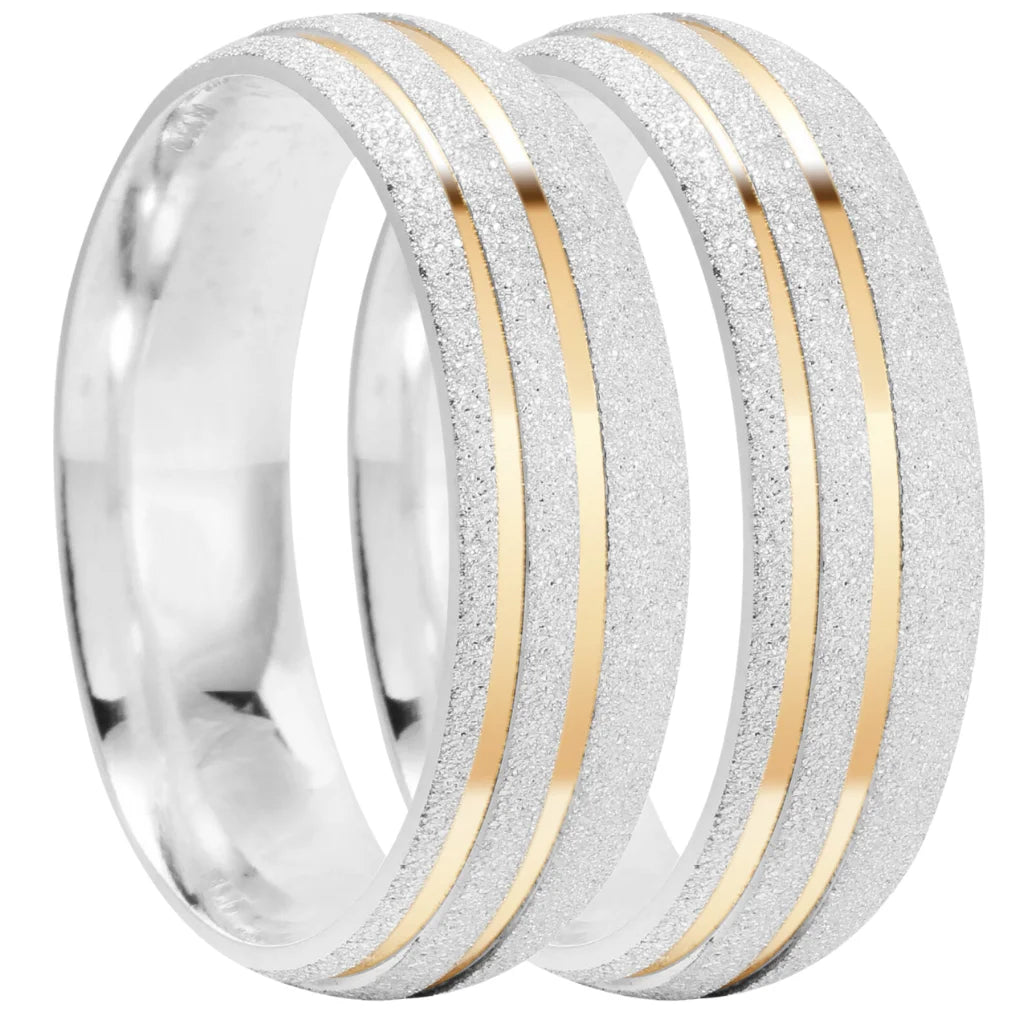 Par de alianças Saphira 6mm de namoro + anel solitário prata 950