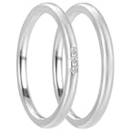 Par de alianças Selene 2mm de namoro + anel solitário prata 950