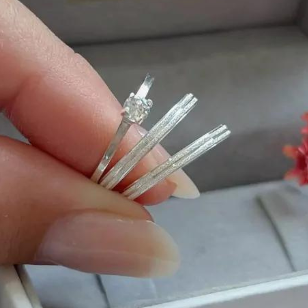 Par de Alianças de Namoro Prata 950 Tess 2mm