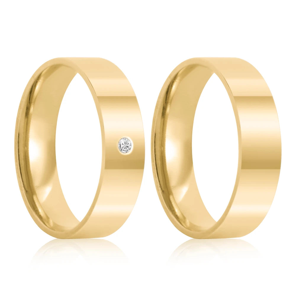Par de alianças Tiana 5mm de casamento ouro 18k