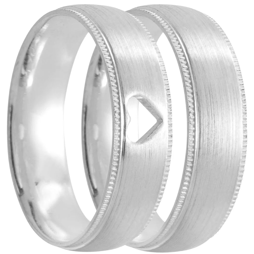 Par de alianças Timeless Love 8mm de namoro + anel solitário prata 950