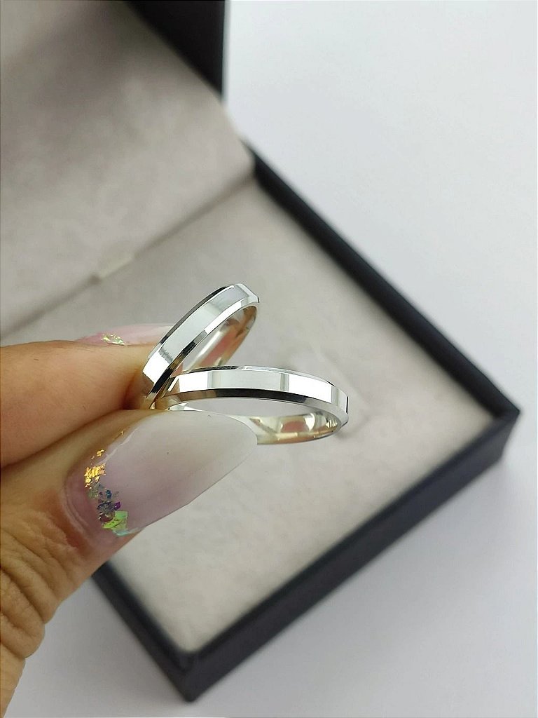 Par de Alianças Namoro Prata 950 Tori 3mm