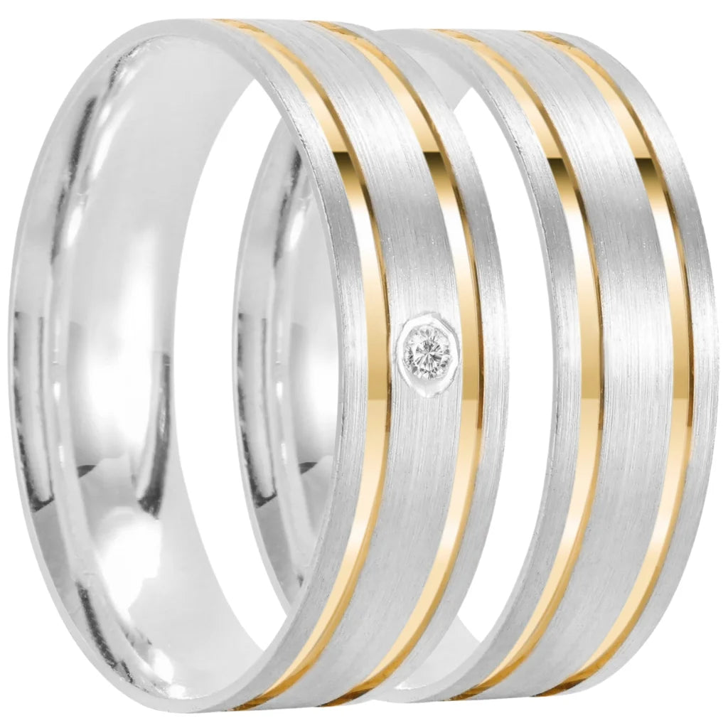Par de Alianças Namoro Prata 950 Valentina 5mm