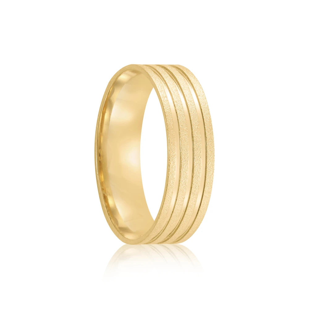 Par de alianças Vancouver 6mm de casamento ouro 18k