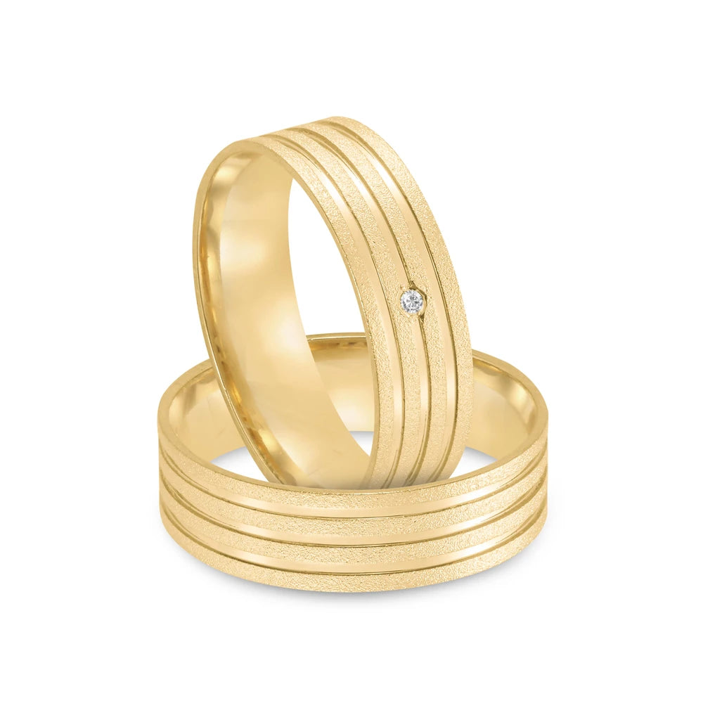 Par de alianças Vancouver 6mm de casamento ouro 18k