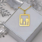 Pingente Pai Mãe e Filha Ouro 18K Vazado