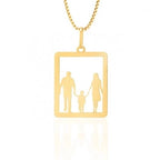 Pingente Pai Mãe e Filha Ouro 18K Vazado