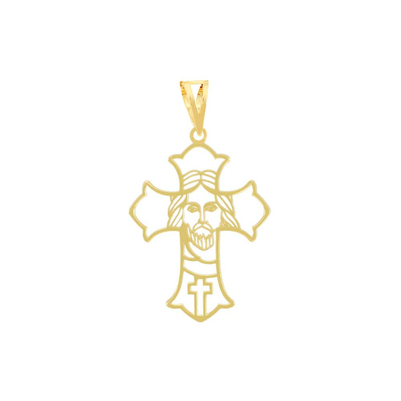Pingente Unissex Crucifixo com Face de Cristo - Ouro 18k
