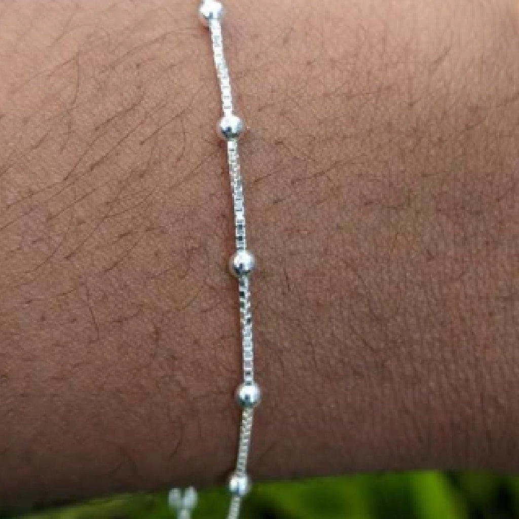 Pulseira feminina Bolinha - PRATA 925