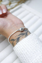 Pulseira feminina coração cravejado  - PRATA 925