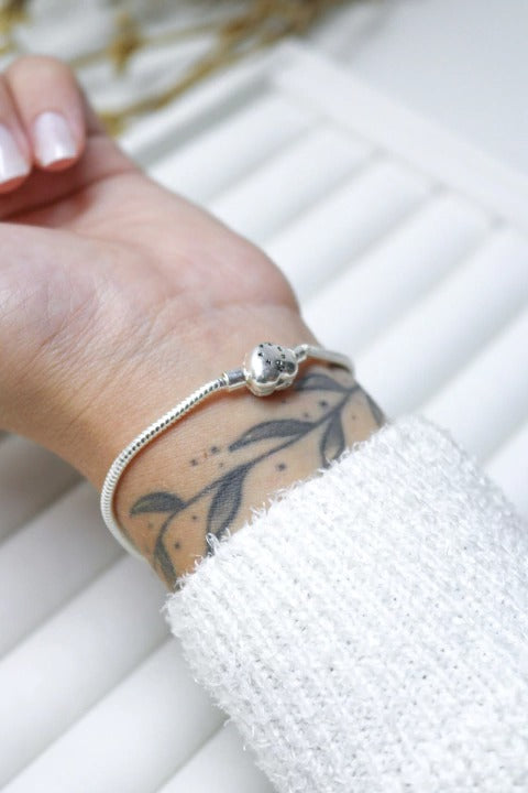 Pulseira feminina coração cravejado  - PRATA 925