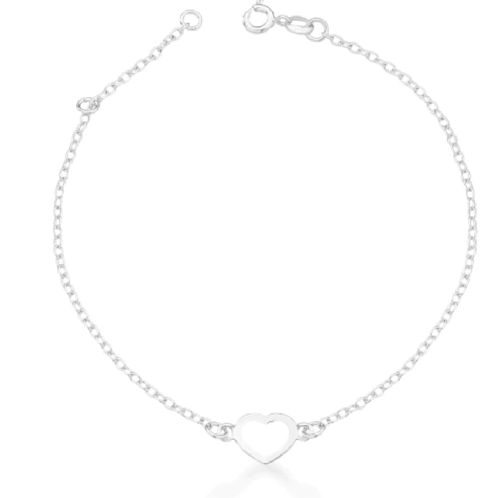 Pulseira feminina Coração Vazado - PRATA 925