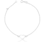 Pulseira feminina Coração Vazado - PRATA 925