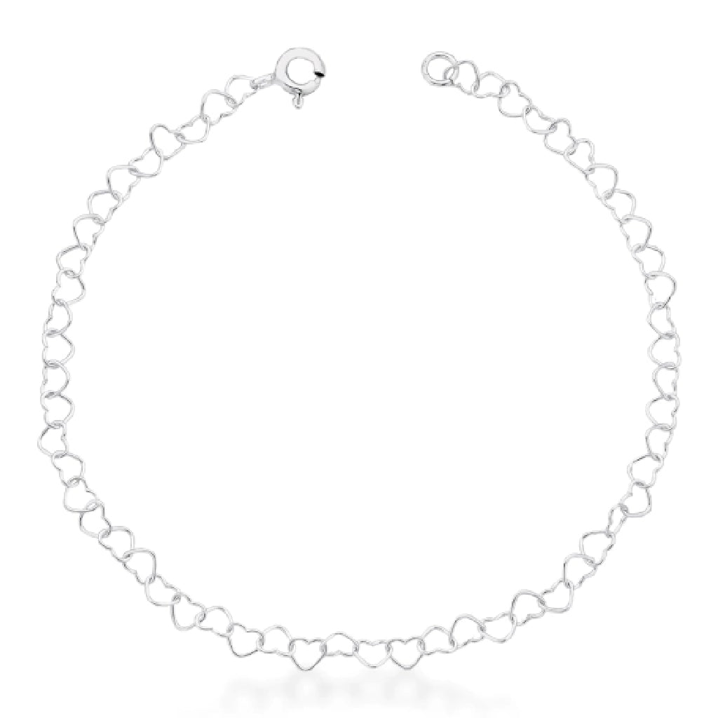 Pulseira feminina Corrente Coração - PRATA 925