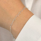 Pulseira feminina Corrente Coração - PRATA 925